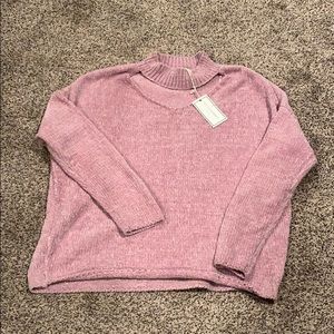 No comment keyhole neck soft sweater